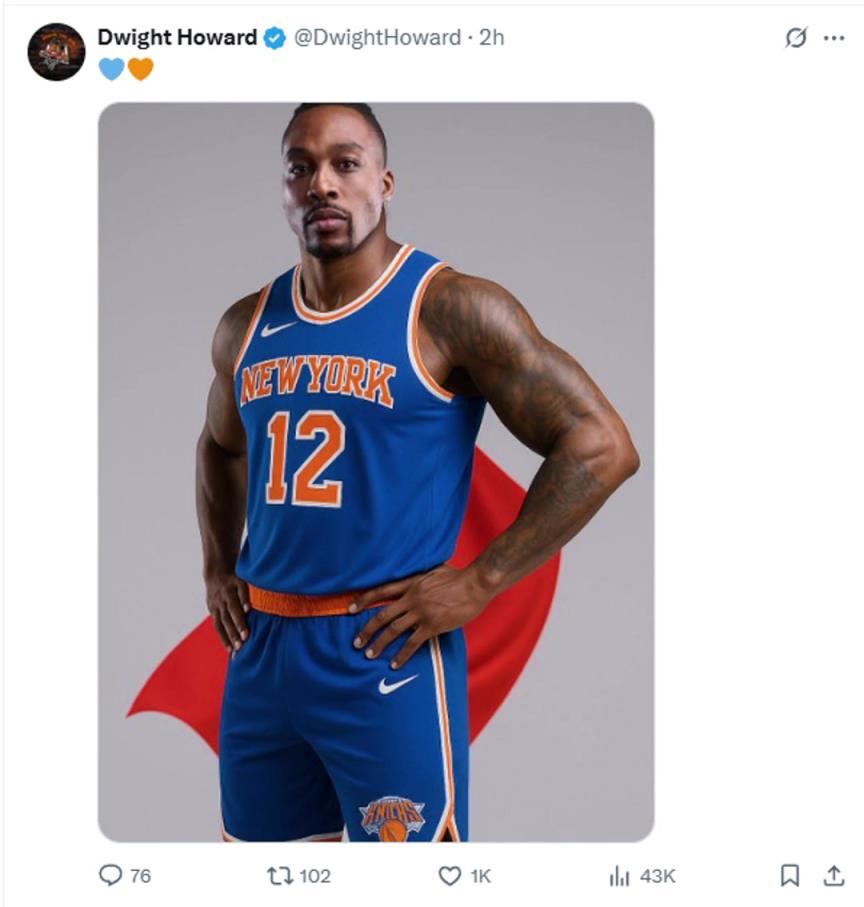 難道說？尼克斯步行者G4賽后 霍華德發(fā)推身披尼克斯戰(zhàn)袍